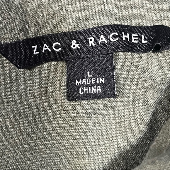 Zac & Rachel Olive Green Button Down Over Shirt - Picture 5 of 9